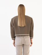 Khaki Reworked Blazer with Ric Rac Trim
