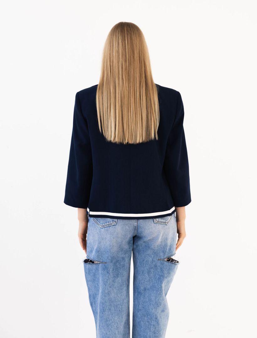 Royal Blue Reworked Blazer with Cream Detail